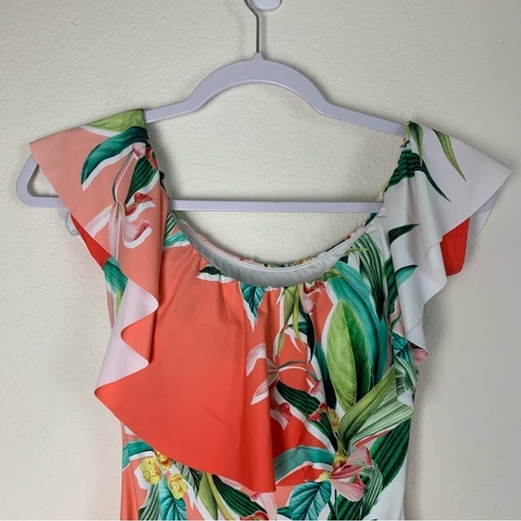 Trina Turk Womens costa de prata green orange one piece swimsuit 4 - Picture 4 of 9